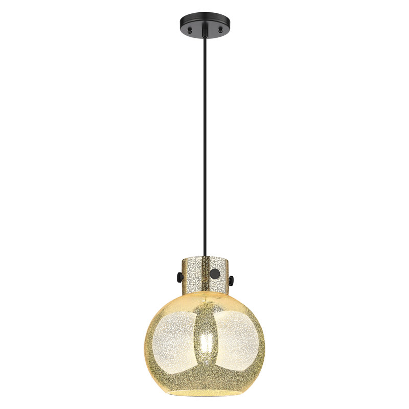 Luminaire suspendu 1 lumière Lantz, Noir mat, H 11,75 po x l 10 po x P 10 po