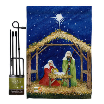 Double Sided 18.50'' H x 13'' W Polyester Christmas Flag Set