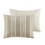 Ensemble d'édredon 3 pièces en taupe double / grand - 100% coton, rayures alternées, rembourrage, garniture, entretien, lavage