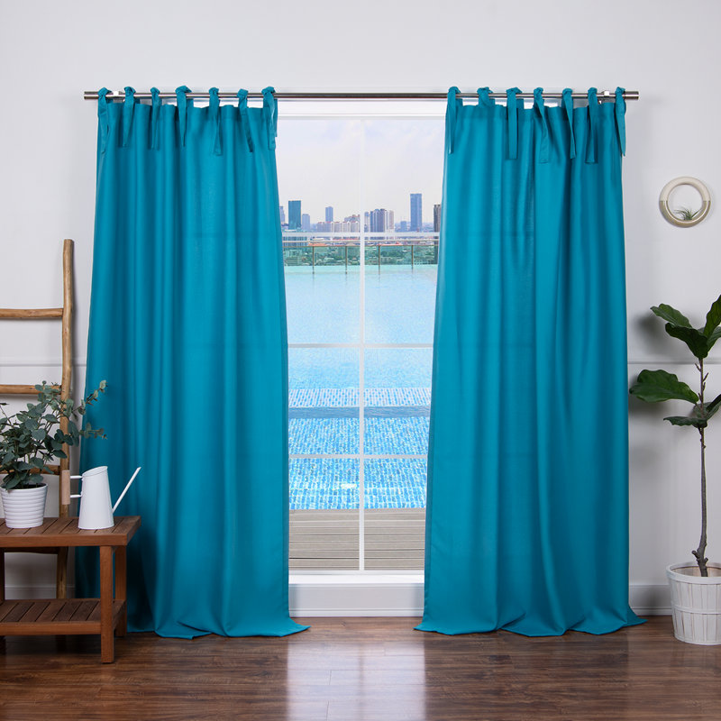 Arusyak Outdoor Tie Top Curtain, Aqua