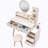 Vanity Table + Cushioned Stool, Touch Control LED Mirror, Large Capacity Storage Cabinet, 5 Drawers, Fashionable Makeup Furniture, Length Adjustable