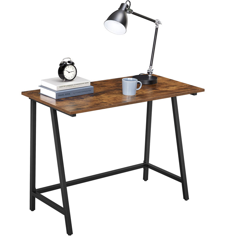 Amina Metal Base Writing Desk, Rustic Brown