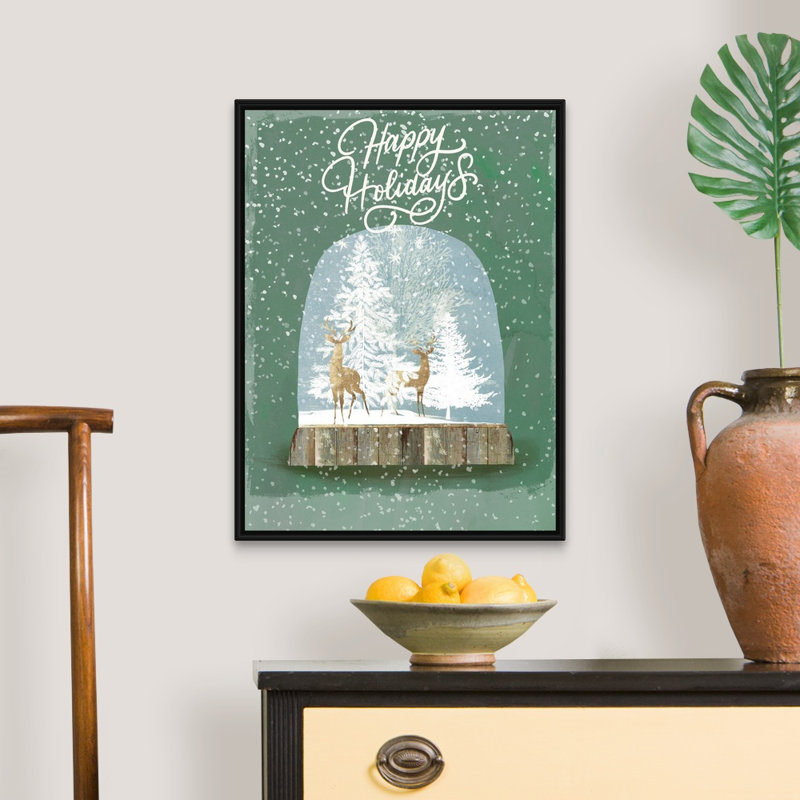 Holiday Holiday Globe II - reproduction d'art textuel sur toile, Cadre noir, H 26 po x l 20 po x P 1,75 po