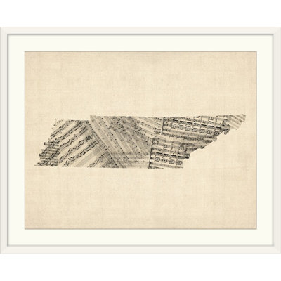«Francy Old Part Music Map of Tennessee» par Aniesha, impression sur toile