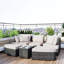 Ensemble de conversation pour patio 6 pièces, ensemble de conversation en rotin d'osier avec table basse-1546408047-1546408046