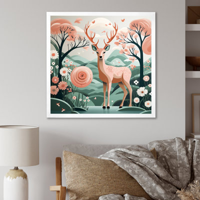 Fleur, cerf dans la faune Meadows II - art mural animal cerf
