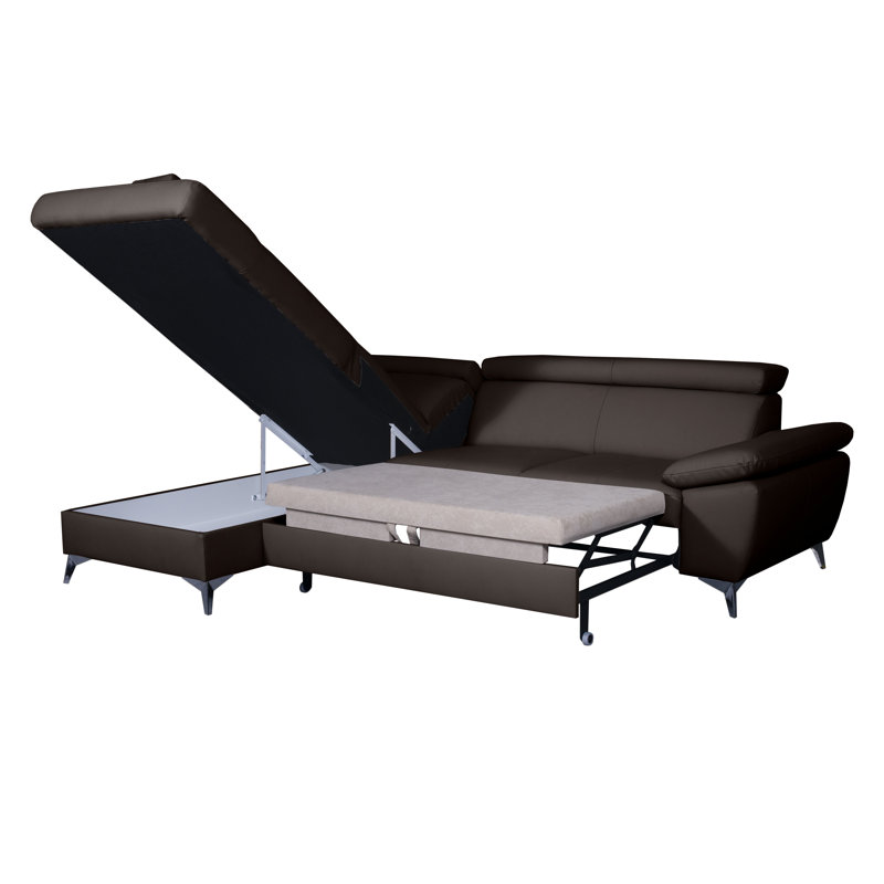 Ashianna 4 Seater Sofa Bed, Dark Brown, Left Hand Facing