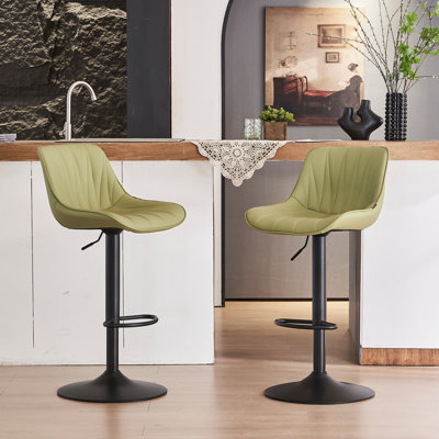 Modern Height Adjustable Swivel Bar Stools Upholstered Leather Barstool Kitchen Island Chairs With Metal Frame