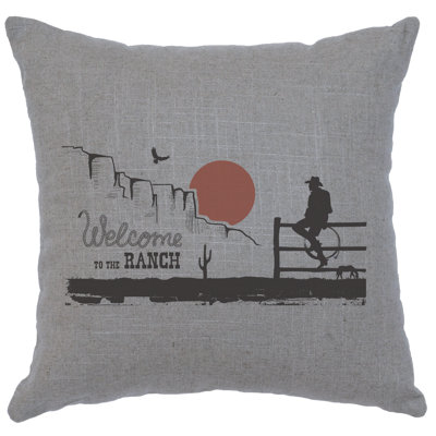Coussin Wooded River Image - Welcome Ranch - Lin gris