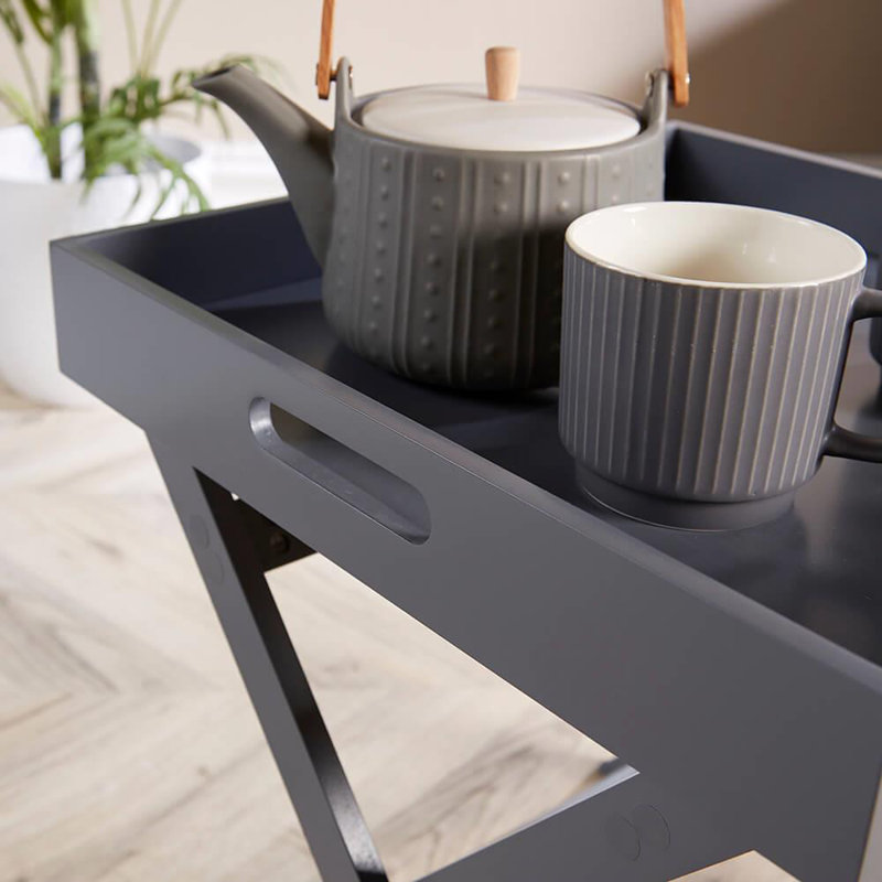 Ayushi Tray Top End Table, Grey