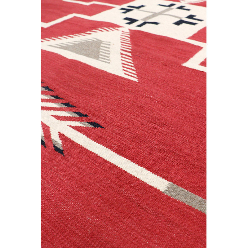 Canvello Reversible Wool Red Area Rug- 9' X 11'10''