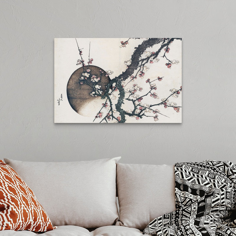 «Plum Blossom and the Moon from the Book Mount Fuji in Spring», reproduction sur toile, Toile tendue