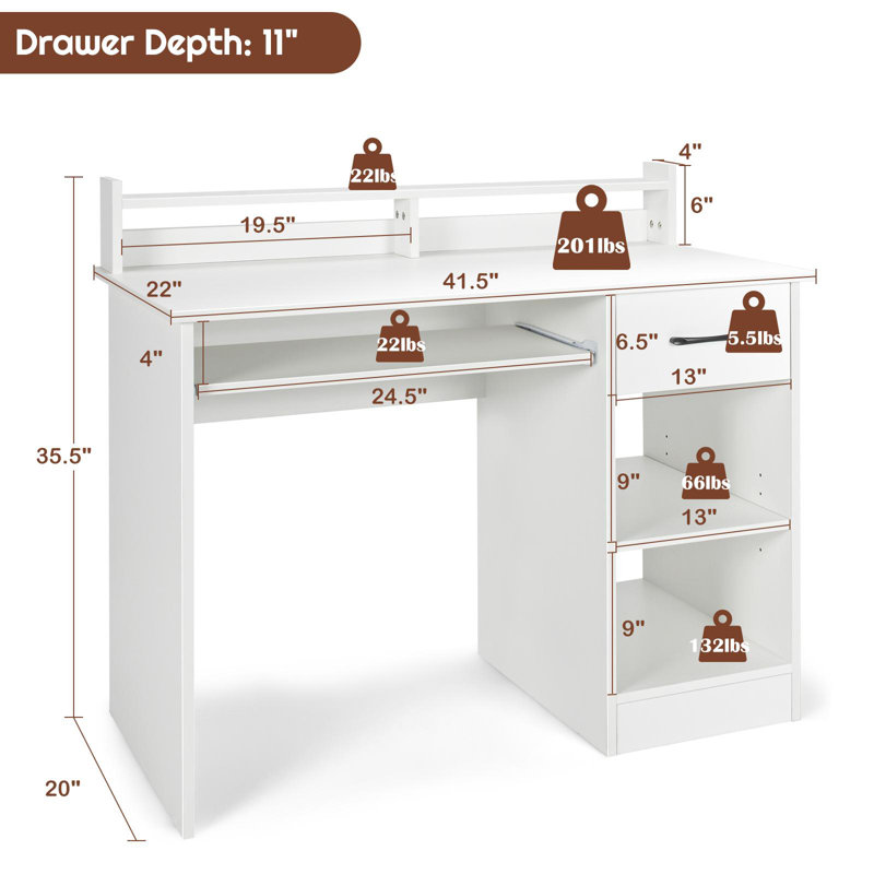 Bureau avec huche Halya, Blanc