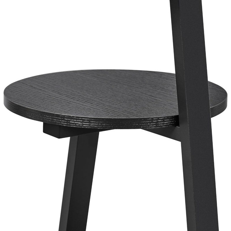 Round End Table Side Table with Metal Frame, Accent Bedside Table Nightstand with 3-Tier Shelves, Black, Black