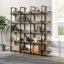 Bibliothèque à 5 niveaux avec bureau ouvert, tablette de style industriel rétro avec structure en métal