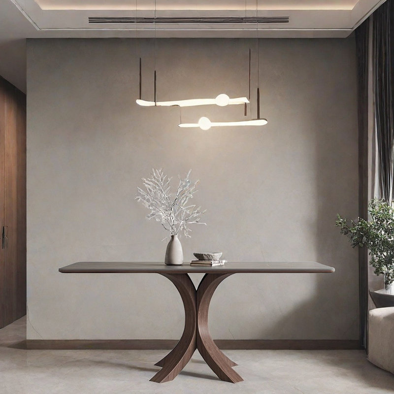 Whittany Modern Matte Ash Wood Rock-Plate Dining Table, 29.5"H x 31.4"L x 55.1"W
