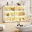 Rounded Display Cabinet With Glass Door, 3-tier Curio Cabinet With 3 Color Lights For Collectibles, Human Body Sensor-925670327