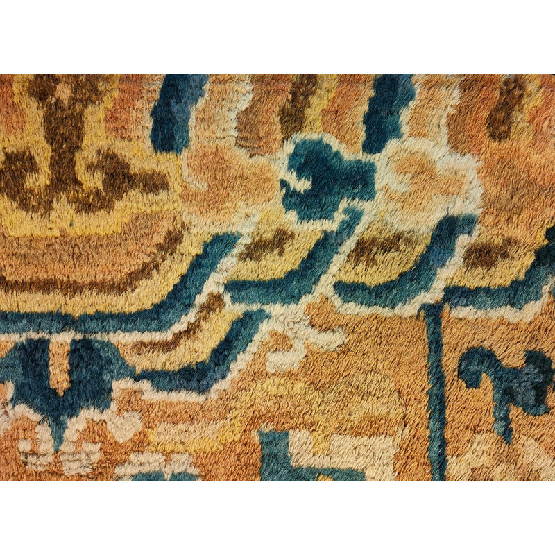Antique Ningxia Chinese Allover Yellow 1800s Rug