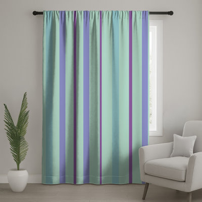 Purple Blue Vertical Stripes Window Curtains, Stripes Sheer & Blockout Curtains - 1 Panel