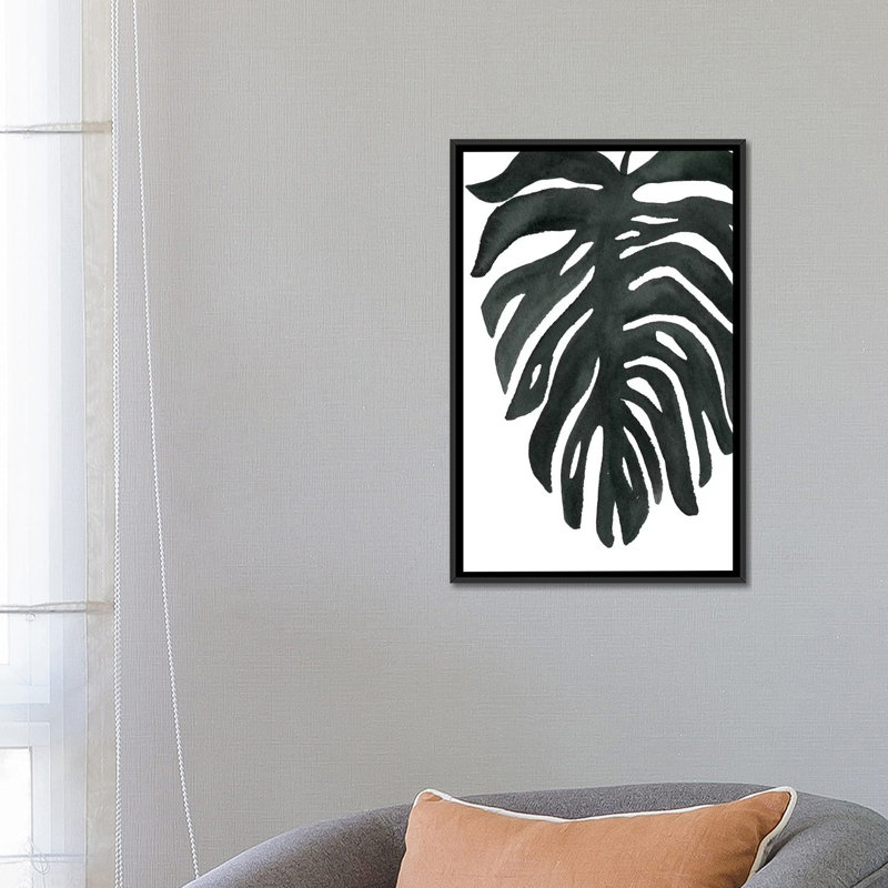 « tropical palm ii », reproduction d’impression sur toile, H 26 po x l 18 po x P 1,5 po, Toile avec cadre noir, Pas de tapis
