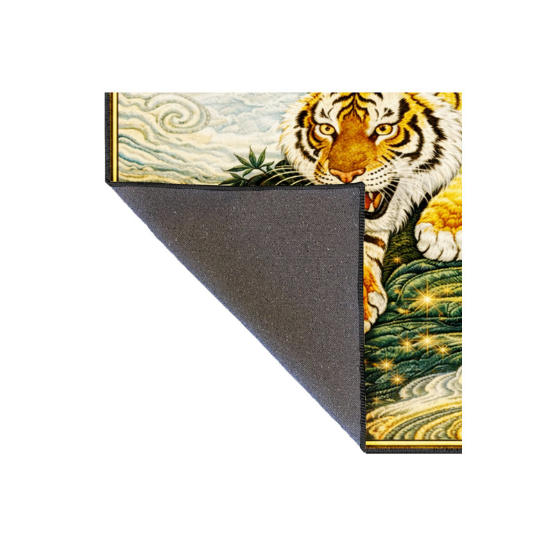 Tapis vert lavable à imprimé tigre Mosso, 2'4" x 3'11"