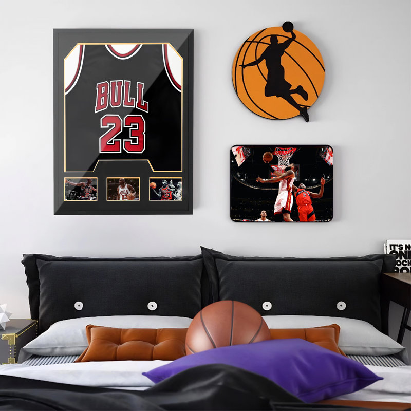 Jersey Frame Display Case with Picture Slots, 98% UV Protected Wall Mounted Jersey Shadow Box for Football & Basketball Sports Jerseys 1 Pack