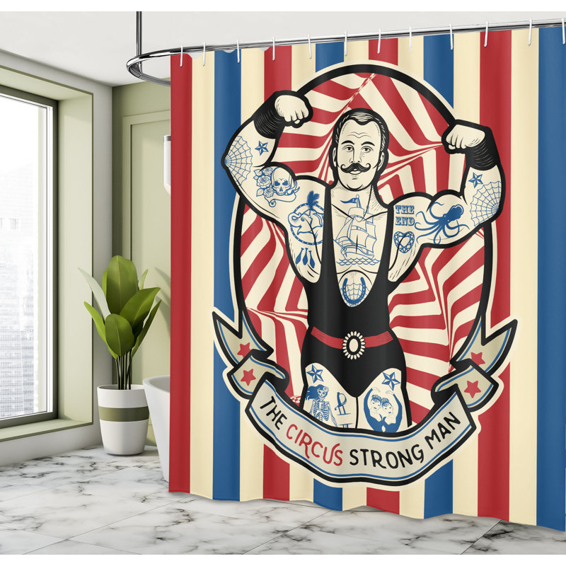Circus Shower Curtain Set + Hooks, 70" H x 69" W
