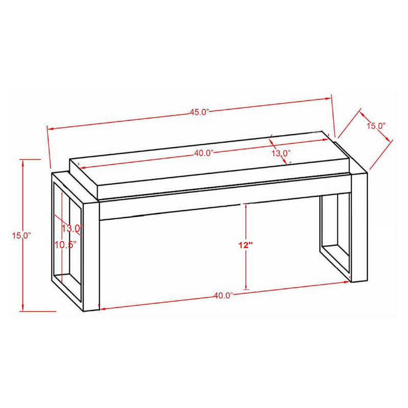Banc d'appoint rembourré Moro, H 15 po x l 47 po x P 16 po