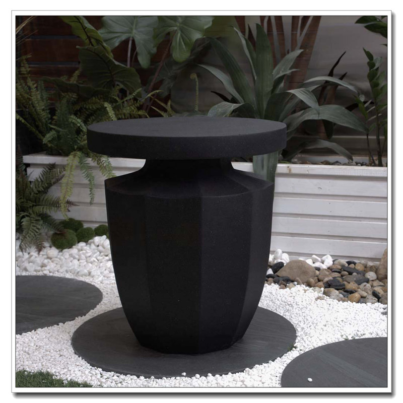 Table d'appoint d'extérieur robuste en faux terrazzo, Noir