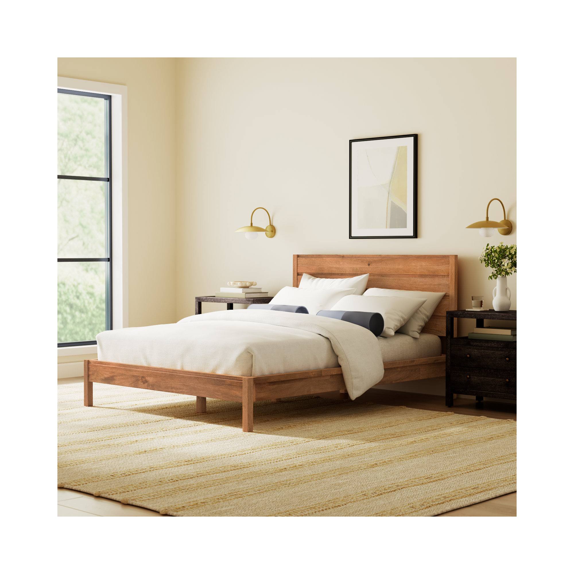 Stills Solid Wood Bed, Mid Tone Honey