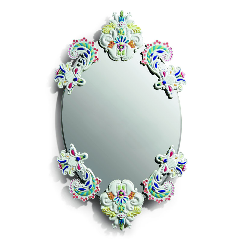 Accent Mirror, 36.25" H x 20.75" W x 1.5" D, White/Green