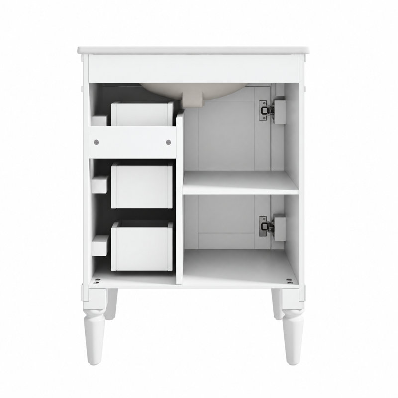 Meuble-lavabo autoportant moderne avec lavabo en céramique Verdant, Blanc