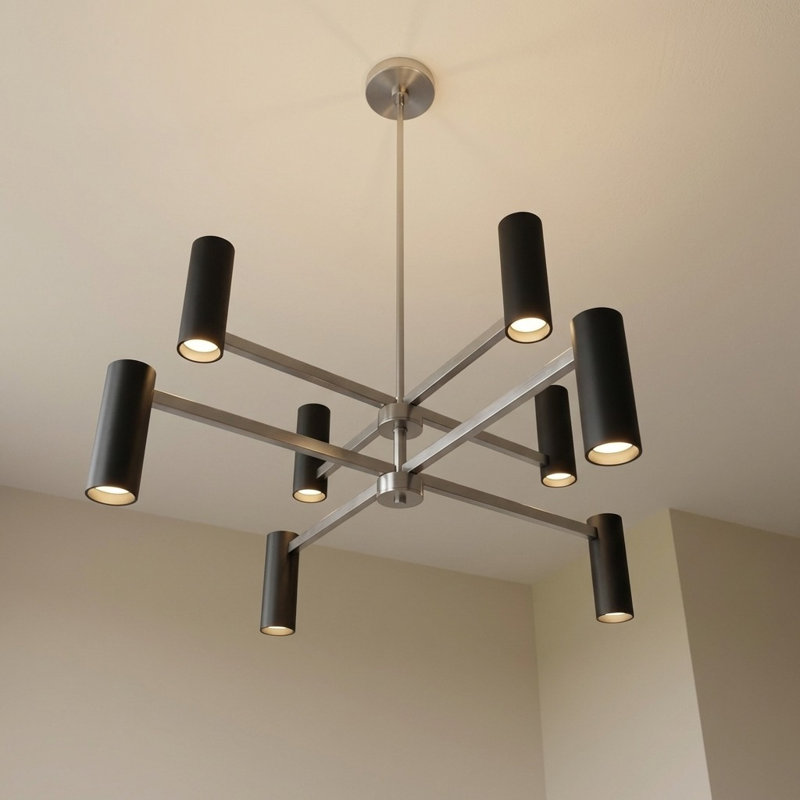 Lustre à huit lumières, Non, Nickel brossé