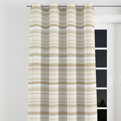 Rideaux occultant French Country - rideau rayé avec œillets à rayures beige et blanc