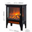 Foyer électrique autoportant de 18 pouces, noir, flamme 3D / ul, caractéristiques de haute sécurité, chaleur 1400W / 700W, 5000, 50000 heures de DEL, poignée de porte dorée, pied amovible, foyer à sortie d'air inférieure