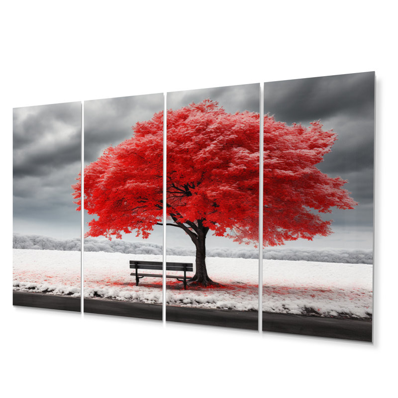 Ensemble de 4 pièces Red Tree Symphony In Winter I On