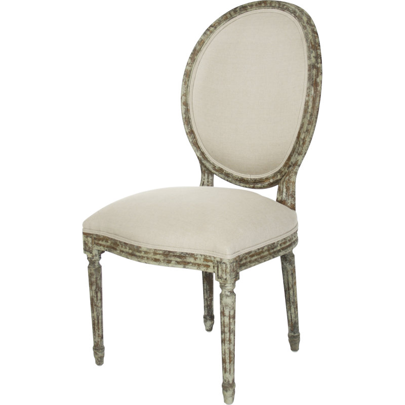 Arvidson Upholstered Dining Chair, Distressed Olive Green, Natural Linen