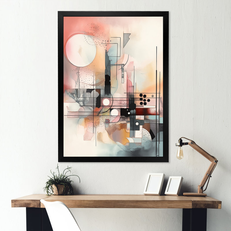 «Explorations In Serenity III», art mural moderne sur toile géométrique, Impression noire sur toile encadrée