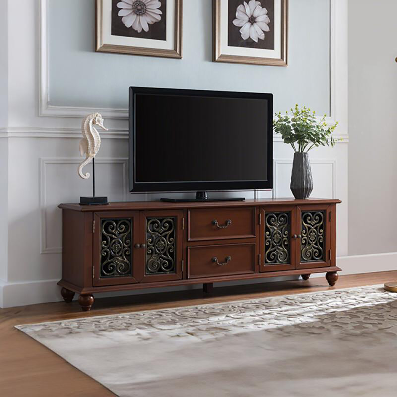 Meuble télé rétro, H 22,8 po x L 70,9 po x l 15,7 po, Brun