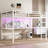 Metal Queen Size Loft Bed With Power Outlet And LED Lighted, Space-Saving, Noise Reduced, White