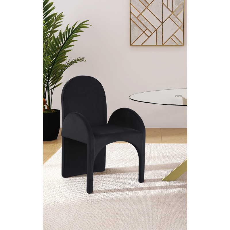 Caserta 18.5'' H Velvet Upholstered Armchair, Black Velvet