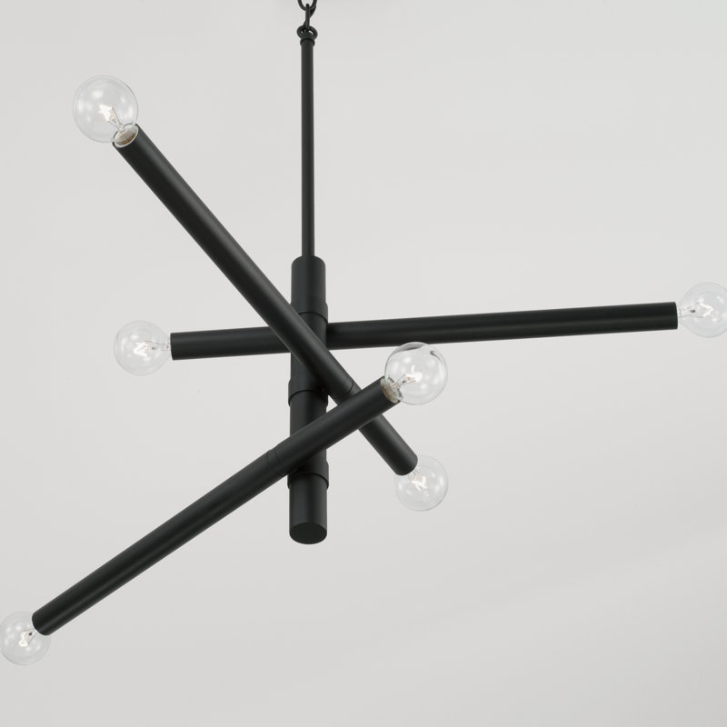 Lustre linéaire spoutnik moderne à 6 lumières Zane, Noir