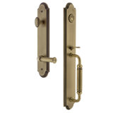 Arc Handleset with Deadbolt and Georgetown Door Lever and Rosette