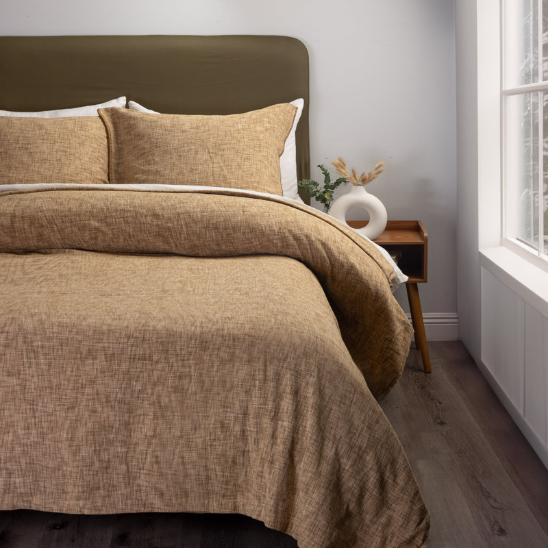 Housse de couette Drew, ocre, simple, Housse de couette pour lit simple