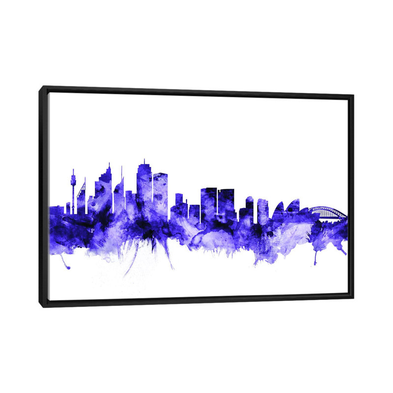 «Sydney, Australie Skyline» par Michael Tompsett, impression sur toile tendue, H 32 po x l 48 po x P 1,5 po, Pas de tapis