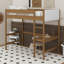 Lit mezzanine simple avec bureau, tête de lit et pied de lit rembourrés Boucle avec échelle, garde-corps de sécurité, lit mezzanine en bois d'hévéa
