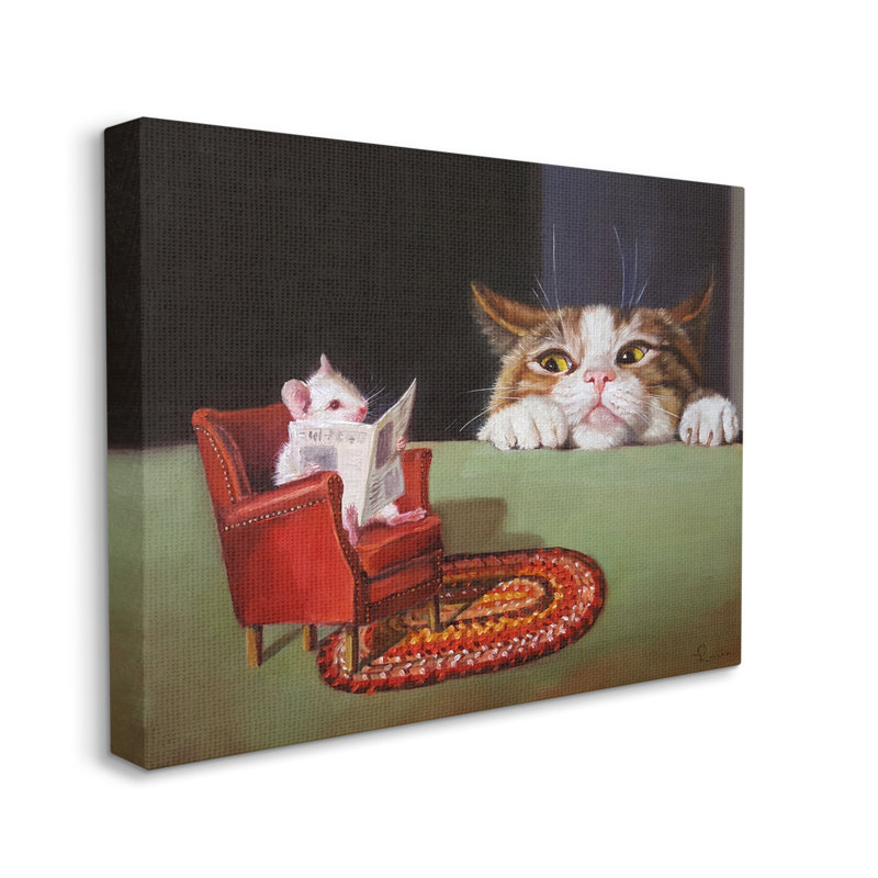 «Stupell Industries», Manx, chat, regarder, souris, art mural par Lucia Heffernan, H 24 po x l 30 po x P 1,5 po
