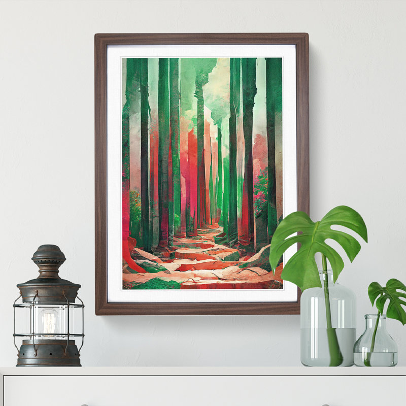 Forest No.2 Abstract - Single Picture Frame Painting, 64cm H x 46cm W x 2cm D, Walnut