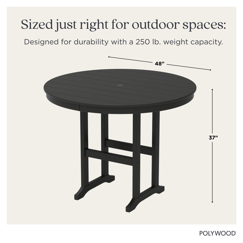 Table de comptoir POLYWOOD, Noir, 48 po