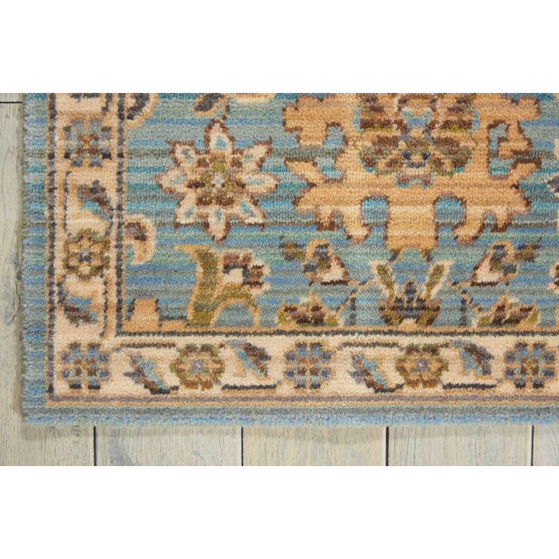 Tapis bleu clair en laine Vogan, Rectangle 12 pi x 15 pi